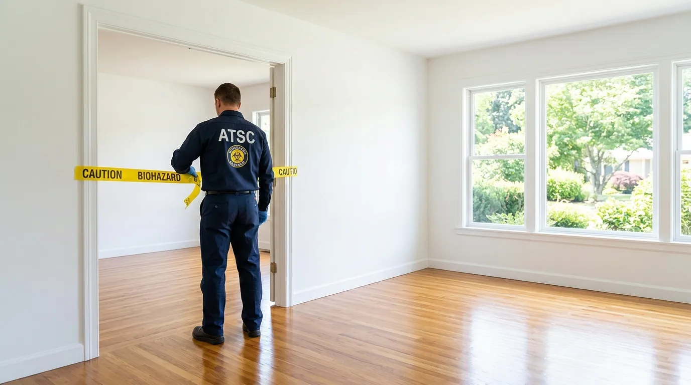 Certified biohazard cleanup crew performing Decomposition Cleanup in Castlewood